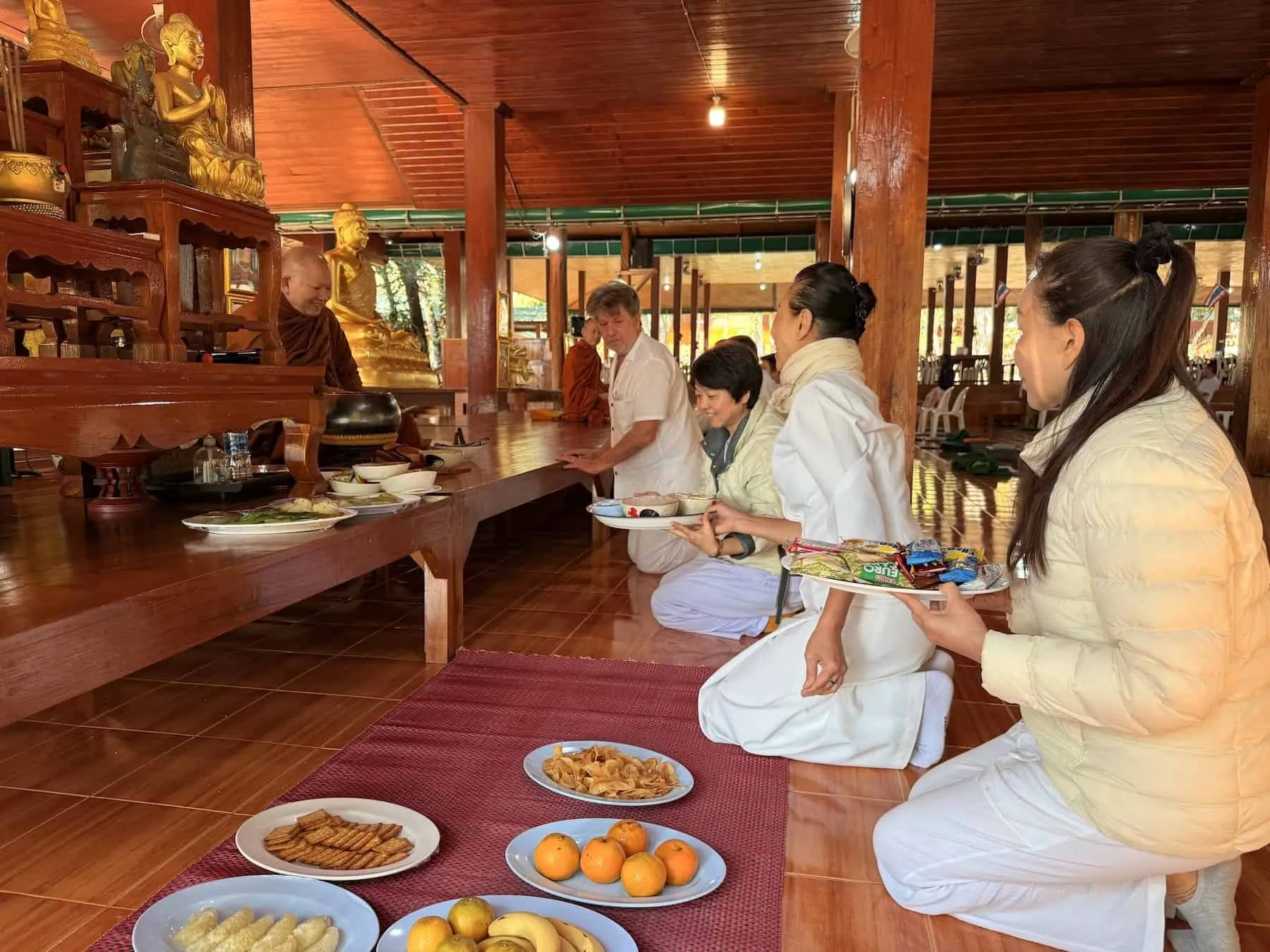 Buddhist food offering ceremony