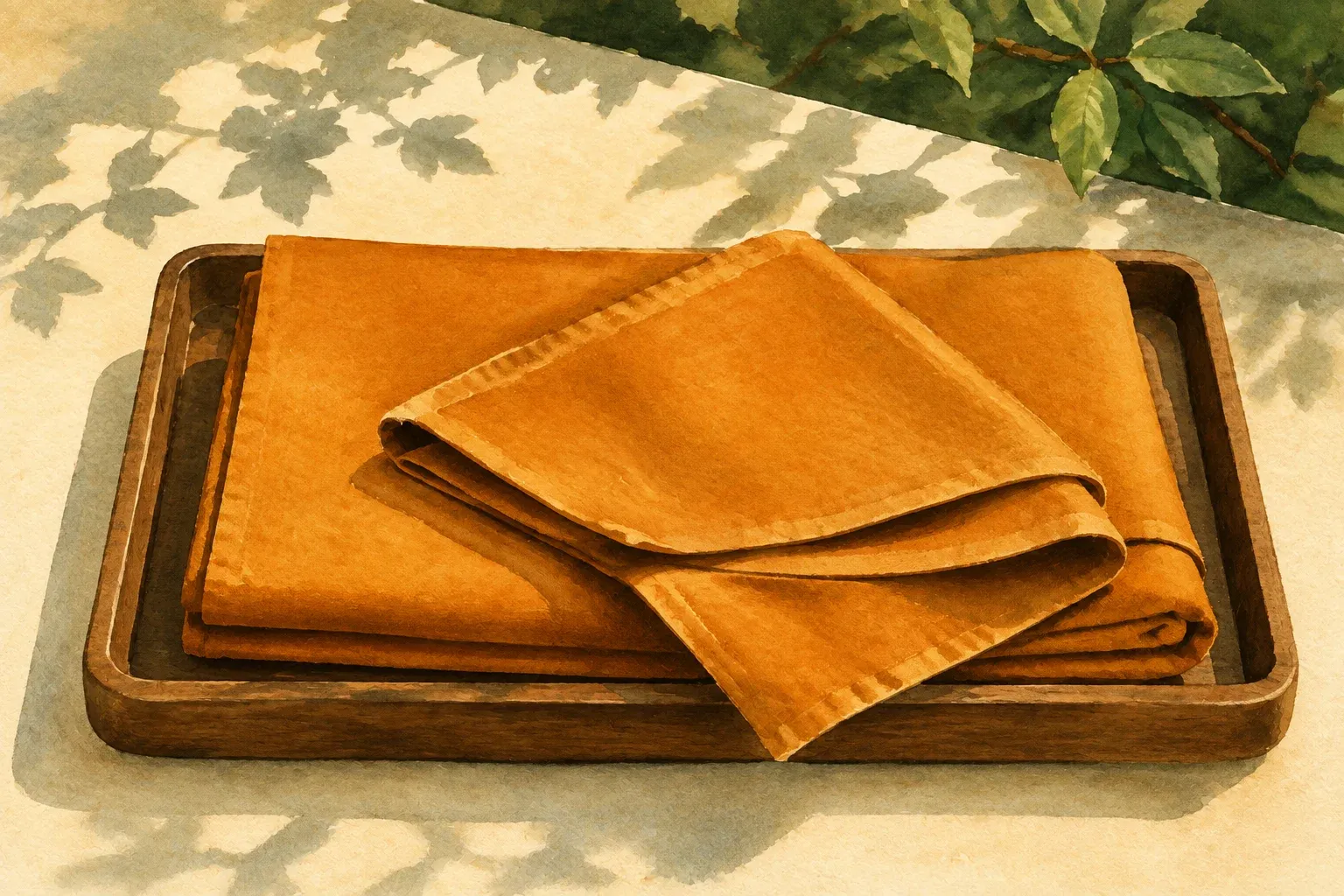 Illustration of folded cloth for a monastic robe